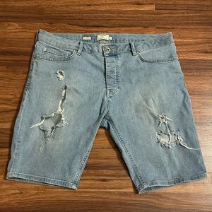 Topman Stretch Skinny Denim Shorts, Size: 36